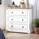 Cómoda Serpil Blanca 3 Cajones Pino Mdf Dormitorio 48.5cm Desmontable Blanco
