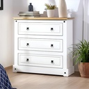 Cómoda Serpil Blanca 3 Cajones Pino Mdf Dormitorio 48.5cm Desmontable Blanco