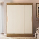 Armario Individual Marseille Doripel Con 3 Puertas Y 2 Cajones, Color Blanquecino Y Nogal