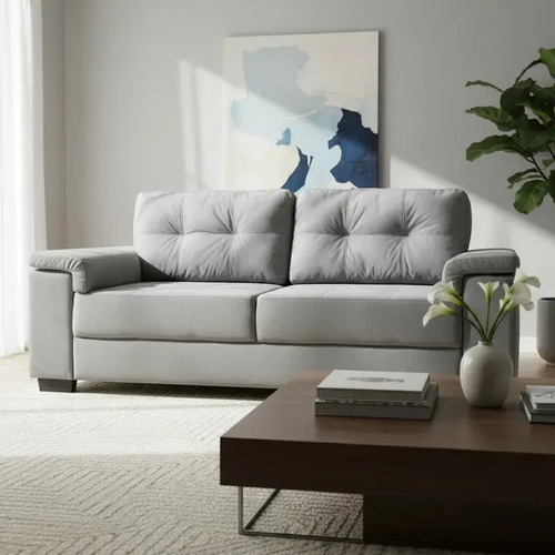 Sillón 3 Cuerpos Sofá Luares Tela Gris