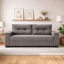 Sillón Sofá Amsterdam Lino Premium Color Gris Living Nórdico Moderno 3 Cuerpos Confort Soft Estructura Madera Maciza Alta Resistencia Calidad Superior Sofas Sillones Liso