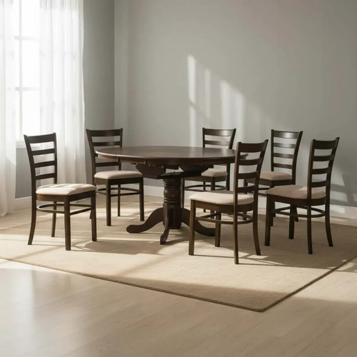 [03031083] Juego De Comedor Madera 6 Sillas Hv 1+6 Chocolate Chocolate Liso