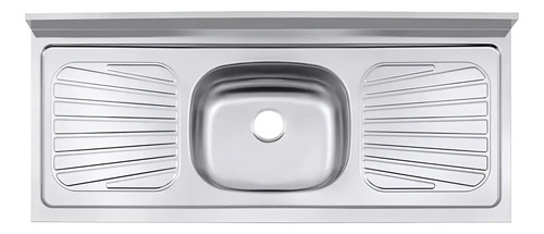 [154-0] Mesada De Acero Inoxidable Pileta Central Para Cocina 120 Cm X 52 Cm Color Plateado
