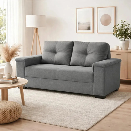 Sillón Sofá Amsterdam Lino Premium Color Gris Living Nórdico Moderno 2 Cuerpos Confort Soft Estructura Madera Maciza Alta Resistencia Calidad Superior Sofas Sillones Mulata Liso