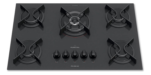 Anafe A Gas Empotrable Punktal 5h Vidrio Negro Pk-950 Ag Negro