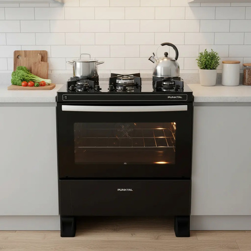 Cocina Punktal Pk-gl5b Glass 5 Color Negro Gas Negro