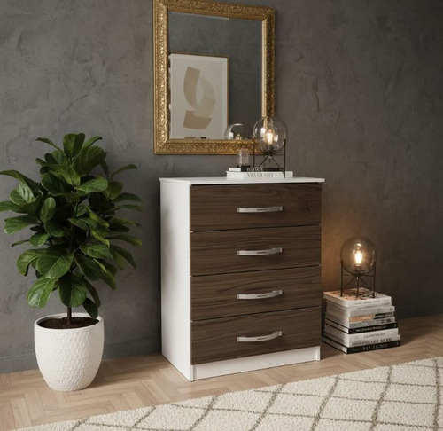 [03554041] Comoda Dover Senflex 4 Cajones Blanco/art Marrón