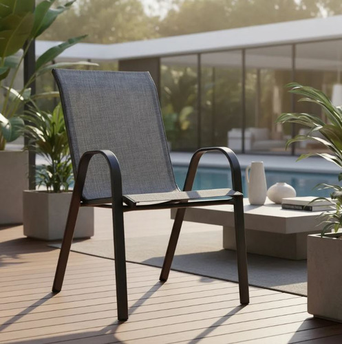 Butaca Mandalay De Hierro Jardin X4 Gris Lisa