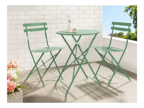 [03112234] Juego De Terraza Laos Color Verde Oscuro - 2 Sillas Verde Oscuro
