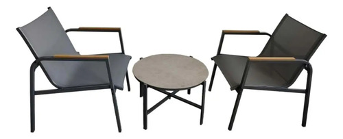 [4116-0] Set De Terraza Exterior Valencia 1+2 Sillas Gris