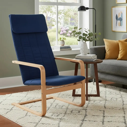 [4123-0] Divino Silla Flex Tela Color Negro Azul