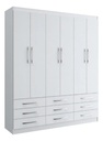 Ropero Armario Blanco Doripel Sevilha 6 Puertas 9 Cajones Moderno