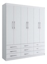 Ropero Armario Blanco Doripel Sevilha 6 Puertas 9 Cajones Moderno