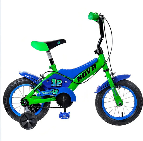 Bicicleta Paseo Rodado 12 Kova Twister Verde Acero Contrapedal