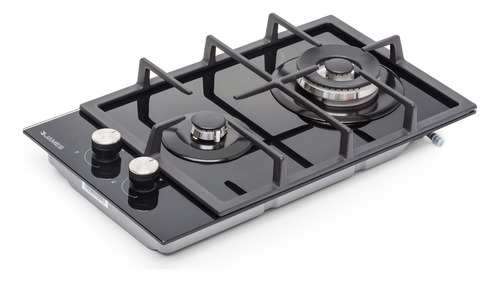 Anafe James 2 Hornallas Gas Vidrio Color Negro Negro
