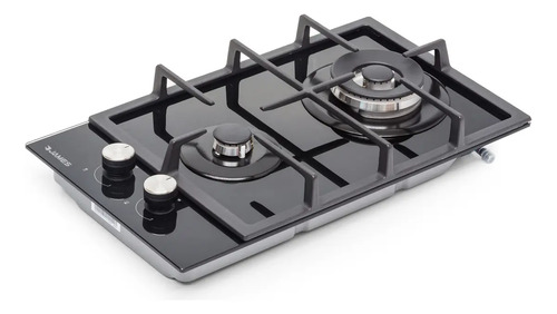 Anafe James 2 Hornallas Gas Vidrio Color Negro Negro