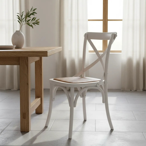 [03112347] Promo 2 Sillas Vienesa Madera Ratan Comedor Living Sensacion (Blanco)