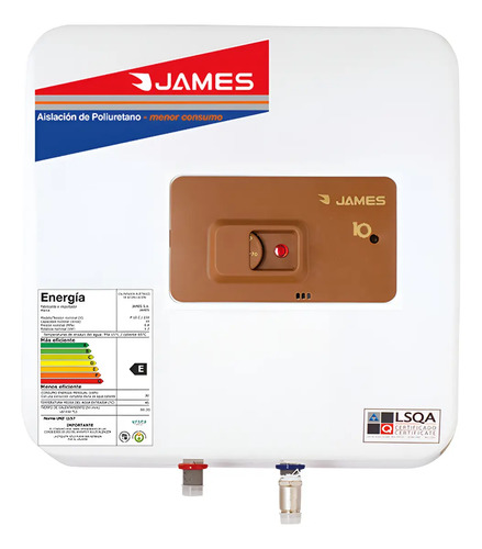 [02130190] Calefon Termotanque 10lts James Cobre Prisma Sensacion Blanco