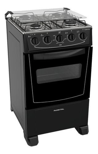 [02051450] Cocina Punktal Pk-268bk Viena Super Gas 4h Horno 51l Limpia Fácil Color Negro Sin Tapa De Vidrio