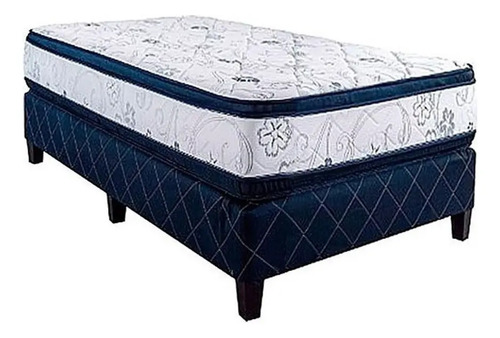 [01010540+ 01020400] Somier Divino Plaza Y Media Espuma Super Sensacion Azul/blanco