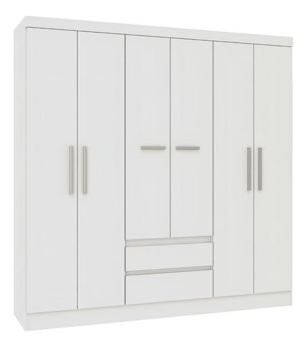 Ropero Placard Dormitorio 6 Puertas 2 Estantes Sensacion Color Blanco