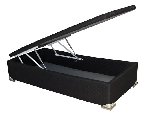 [01020440] Cama Box Baul Para Sommier Somier 1 Plaza Sensacion Negro