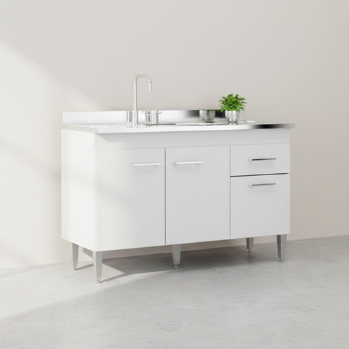 Bajo Mesada Senflex 120cms 2 Puertas 2 Cajones Blanco