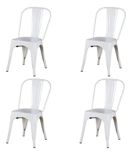 Silla Tolix Metálica Vintage X 4 - Sensacion (Senflex, Blanco)