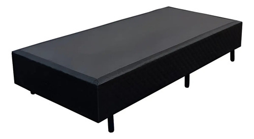 Base Box Cama Para Colchón 1 Plaza Sommier Negro Negro