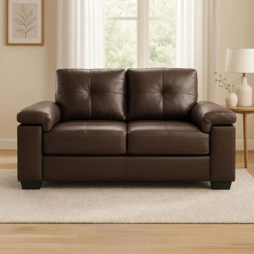 Sofa Luares Pu 2 Cuerpos Marron La Sensacion Marrón Liso