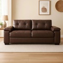 Sofa Sillon 3 Cuerpos Luares Pu Divino Marron Marrón Eco Cuero