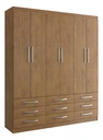 Ropero Doripel Sevilha 6 Puertas 9 Cajones Nogal Moderno