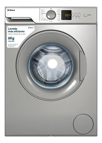 Lavarropas Brilliant 6kg Silver Brev6wms Color Gris