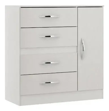 [03554015] Comoda 4 Cajones 1 Puerta Y Espacio Colores Flex Sensacion (Blanco, Blanco)