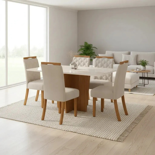 Juego De Comedor El Emporio Del Hogar Madrid Para 6 Sillas Natural/beige