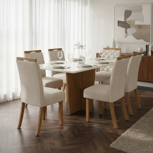 [03031091] Juego De Comedor Madrid 1+6 Sillas La Sensacion Beige Liso
