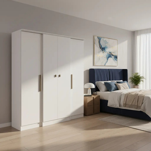 [03020203] Ropero Placard 4 Puertas 2 Cajones Miami 25040 La Sensación (Blanco, Blanco)