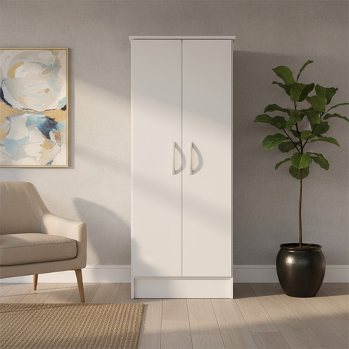 Ropero Multiuso Armario 2 Puertas Todo Estantes! Sensacion (Blanco, Blanco/Azul)