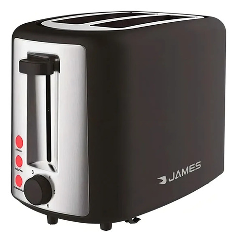 [02122830] Tostadora James 6 Niveles Acero Inoxidable 2 Panes 800w Dimm Negro