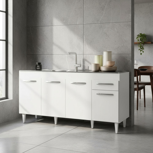 [03523130] Bajo Mesada 160 Cm 4p 1 C La Sensación Blanco