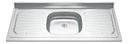 Pileta Mesada De Acero Inoxidable Inoxul Standard 50250 120 Cm Color Gris