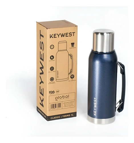 [174980189416] Termo Acero Inoxidable 1l Tapón Cebador Keywest Sensacion (Azul, Azul)