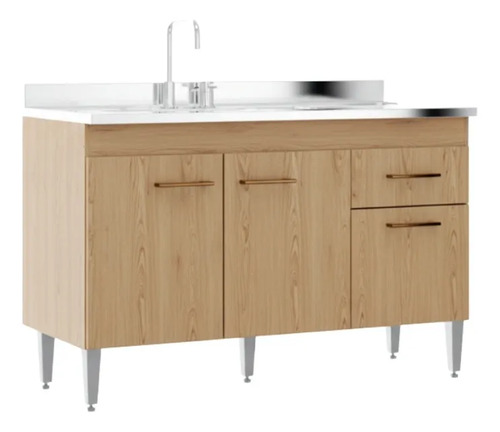 [03021114] Bajo Mesada Senflex 120cms 2 Puertas 2 Cajones Marrón Claro