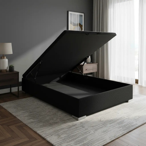 Cama Box Baúl New York De 2 Plazas  Negro