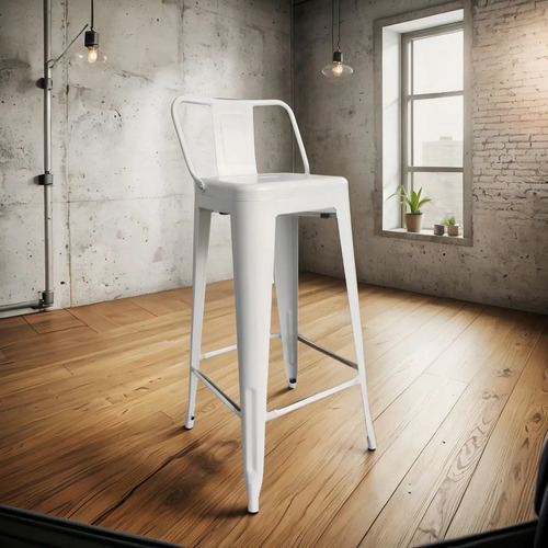 [03102051] Butaca Alta Con Respaldo Tolix Metál C/detalle La Sensacion Estructura De La Silla Blanco