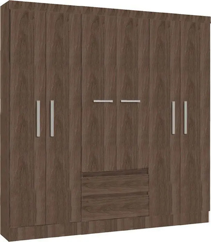 Ropero Placard Dormitorio 6 Puertas 2 Estantes Sensacion Color Marrón Malbec