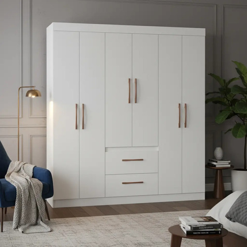 Ropero Placard Santiago Con 6 Puertas Y 2 Cajones Sensacion Blanco