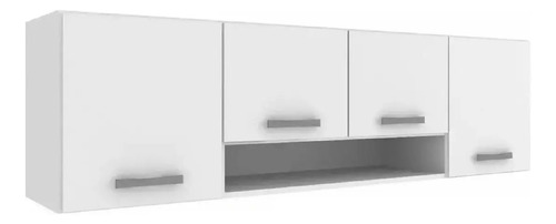 Mueble De Cocina Aereo 4 Puertas Con Estante Vasos Sensacion (Blanco, Senflex, Blanco)