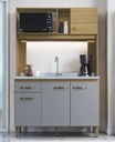 Cocina Compacta Nicole Off 7 Puertas Marrón Claro Gris