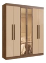 Armario Doble Malibu, 100% Mdf, 6 Puertas Y 2 Cajones Guardarropas Y Maleteros